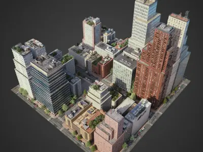 Realistic City District C23-A31 3D model