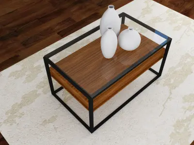  wood and iron coffe table 3D model