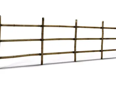 Rustic boundaries bamboo fence Low-poly 3D model