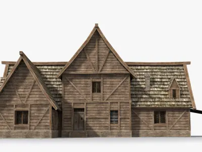 Medieval house x2 Low-poly 3D model