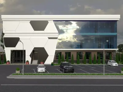 office exterior of modern building 3D model