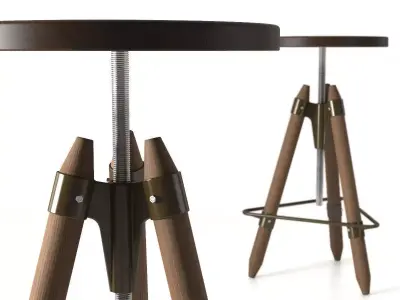 Ello stool with wooden base 3D model