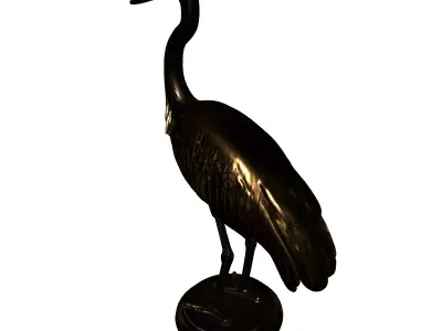 Golden Heron Bird Statue Decoration Low-poly 3D model