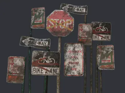 Traffic Sign Abandoned Low-poly 3D model