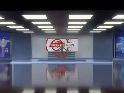 Virtual TV News Studio 3D model shop