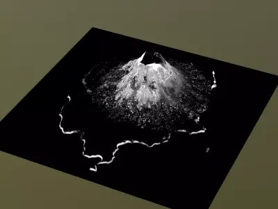 Volcanic Island Terrain Base Mesh with Erosion and Height Masks 3D model