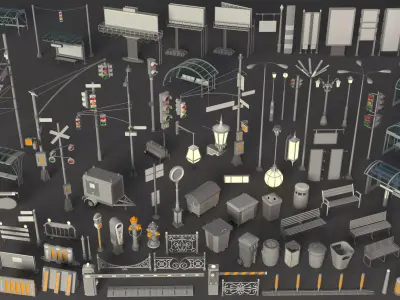 Street Collection 3 - 100 pieces 3D model