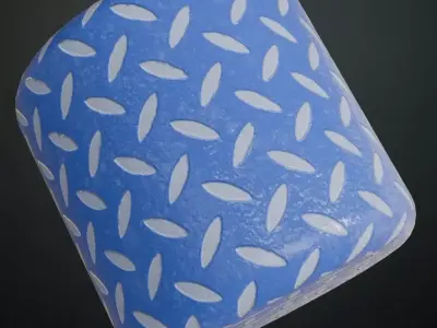 Dirty Blue Treadplate PBR Seamless Texture