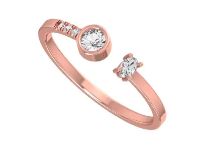 Solitaire Women Light Weight Oval Round Stone Band Ring 3D print model