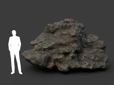 Low poly Black Mossy Lava Modular Rock 210720 Low-poly 3D model