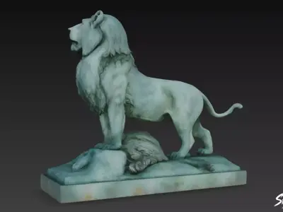 Lion Statue V41 Low-poly 3D model