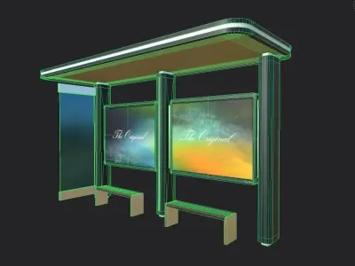Bus Shelter 02 Low-poly 3D model