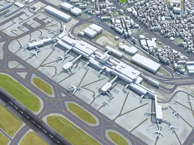 Osaka Airport 10km Low-poly 3D model