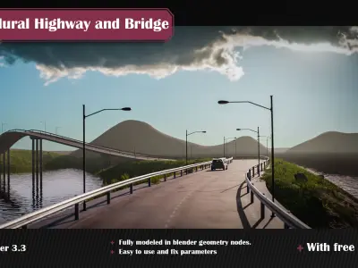 Procedural Highway and Bridge Generator 3D model