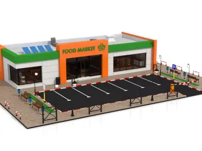 Supermarket Retail Store Low-poly 3D model