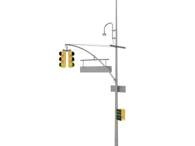Street Light With Traffic Light 3D model