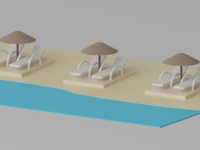 Cartoon Beach 3D model
