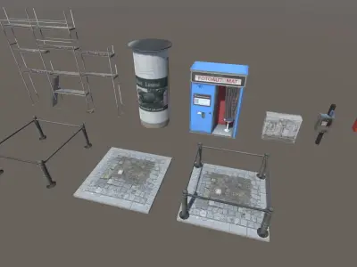 Vintage Street Props Low-poly 3D model