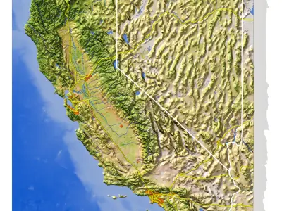 California High resolution 3D relief maps 3D model