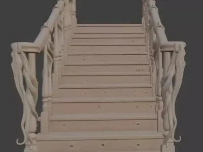 Fantasy Organic Wooden Staircase 3D model