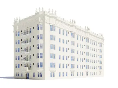 White Apartment Building 3D Model 3D model