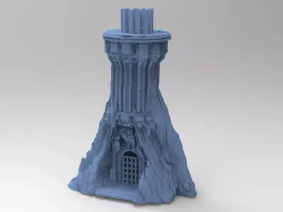 Grey scull Tower Ruin 3D model
