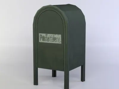Green post box Low-poly 3D model