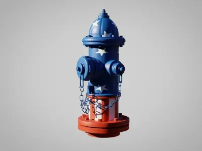 Fire Hydrant 20 - Patriotic American Flag Fireplug 3D model