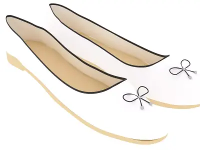 White Ballet Flat Shoes 3D model