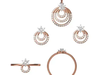 Light wt Ring Earrings Pendant set stl jcd 1-render details 3D print model 37