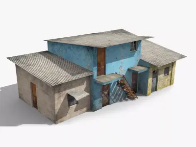 Slum d old house with roof Low-poly 3D model