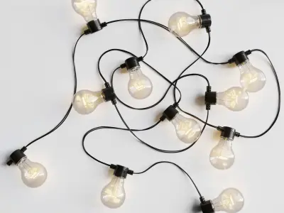 Garland and Bulb String 3D model 1 3D model