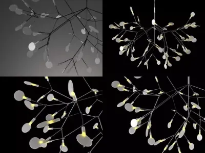 Heracleum chandelier with branches hanging from it 3D model