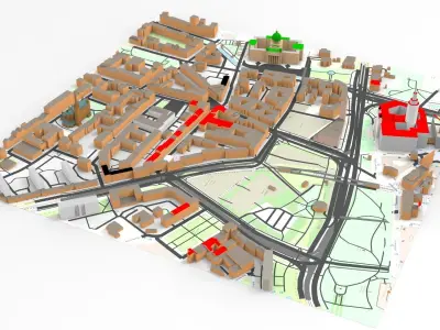 Cityscape Leipzig Germany fragment city 3D model