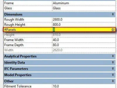 revit parametric picture fixed window families with grid 3D model