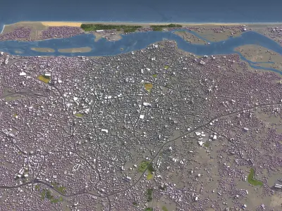 Mangalore - Mangaluru - 3D City Model Low-poly 3D model