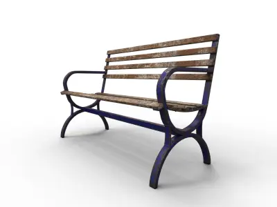 Very Old Street Bench Terror Low-poly 3D model