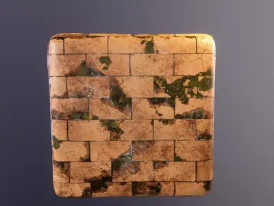 Brick Mossy Wall Stylized Texture