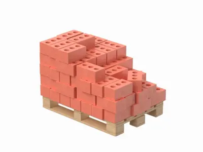 Bricks On Wooden Pallet 3D model purchase