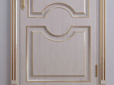 Classic door with gold lines on the edges 3D model