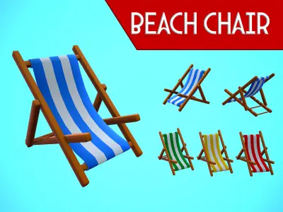 BEACH CHAIR CARTOON STYLIZED  Low-poly 3D model