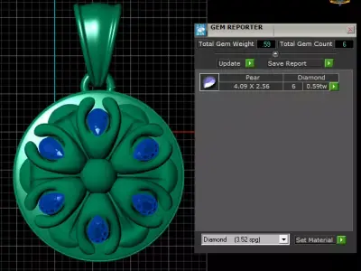 gold floral pendant 3D printable model  3D print model