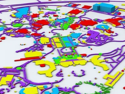 Disneyland Paris Road Network Buildings and Streets 3D model
