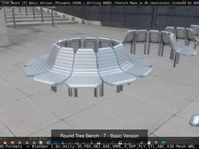 Round Tree Bench 7 3D Model Pack