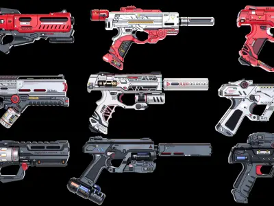 Sci-Fi Guns Set Kitbash  3D model
