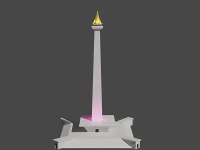 Monas indonesian monument with light on top Low-poly 3D model
