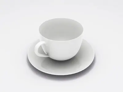 Empty white cup with plate  3D model