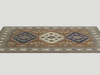 Brown and Blue Living Room Carpet Low-poly 3D model