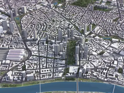 Frankfurt - 3D City Model Low-poly 3D model