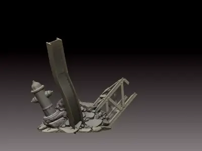 Street Ruins and Rubble - Action Figure Diorama - 3D Print File 3D print model